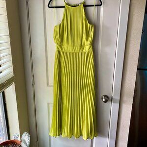 Flying Tomato Lime Green Pleated Midi Dress SMALL